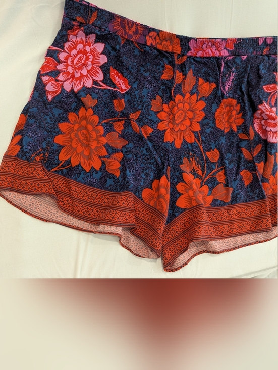 Anthropologie Pants - Anthropologie Navy Skirt with Red & Pink Floral Border